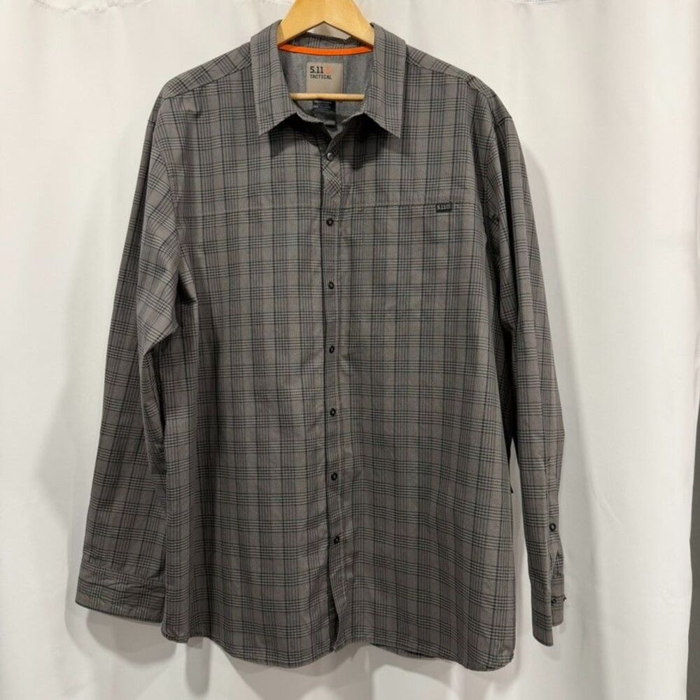 5.11 Tactical Men XL Gray Multi Plaid Echo Long Sleeve Button Up Shirt NWT 588